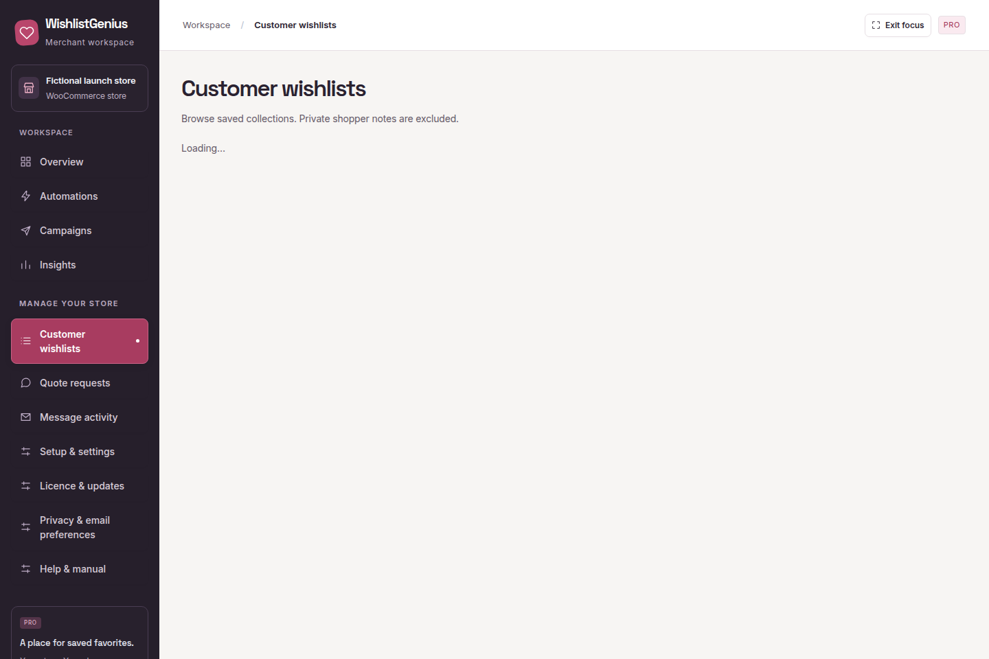 Merchant view of saved customer products