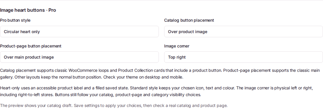 Pro circular heart placement and image-corner settings